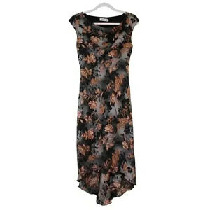 Vintage 90s Y2K Dress Size Small Chiffon Floral Cowl Neck Draped Maxi Flowy